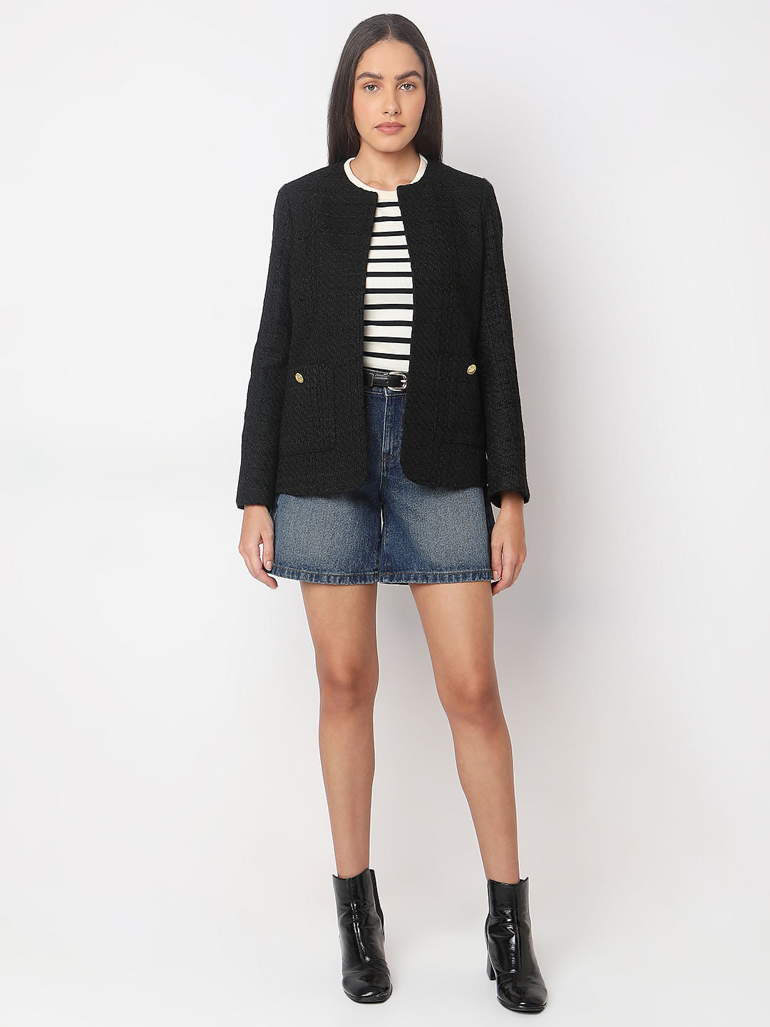 Black Tweed Tailored Blazer