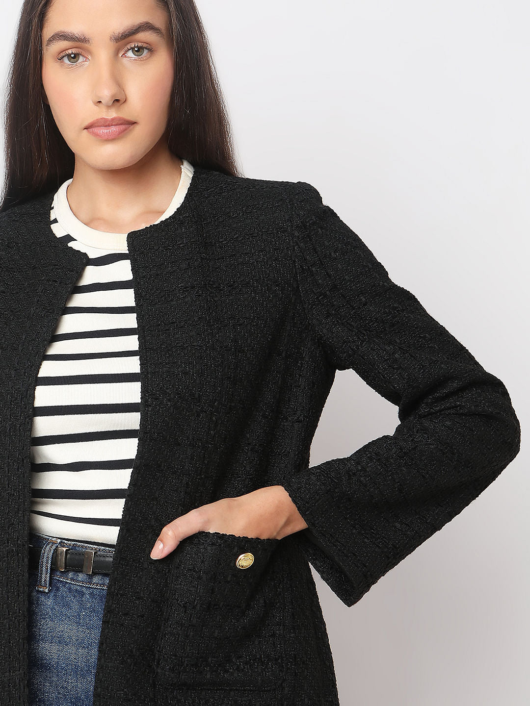 Black Tweed Tailored Blazer