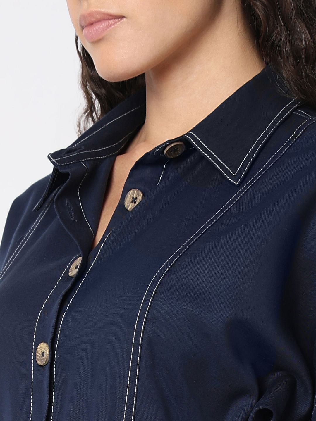 Navy Blue Denim Jumpsuit