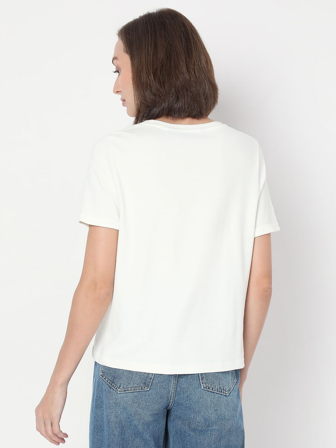 White Detail Rhinestone T-Shirt