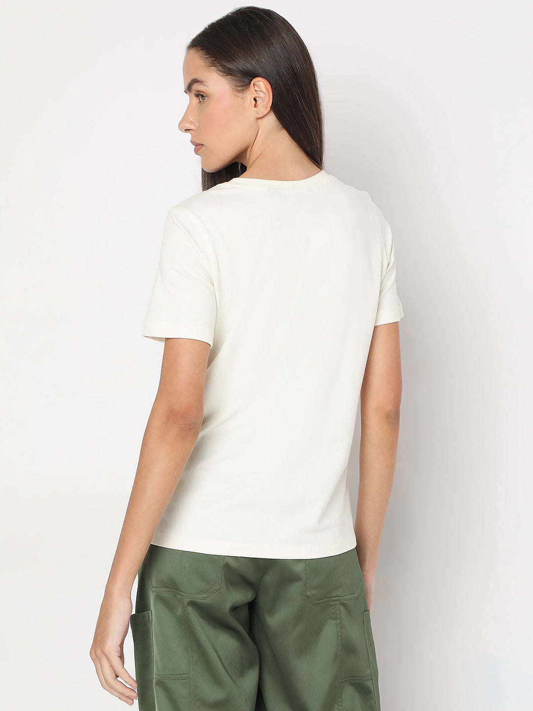 White Typographic Print Cotton T-Shirt