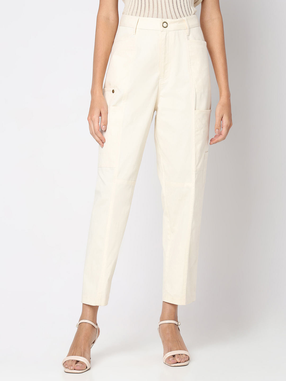Ecru High Rise Pants