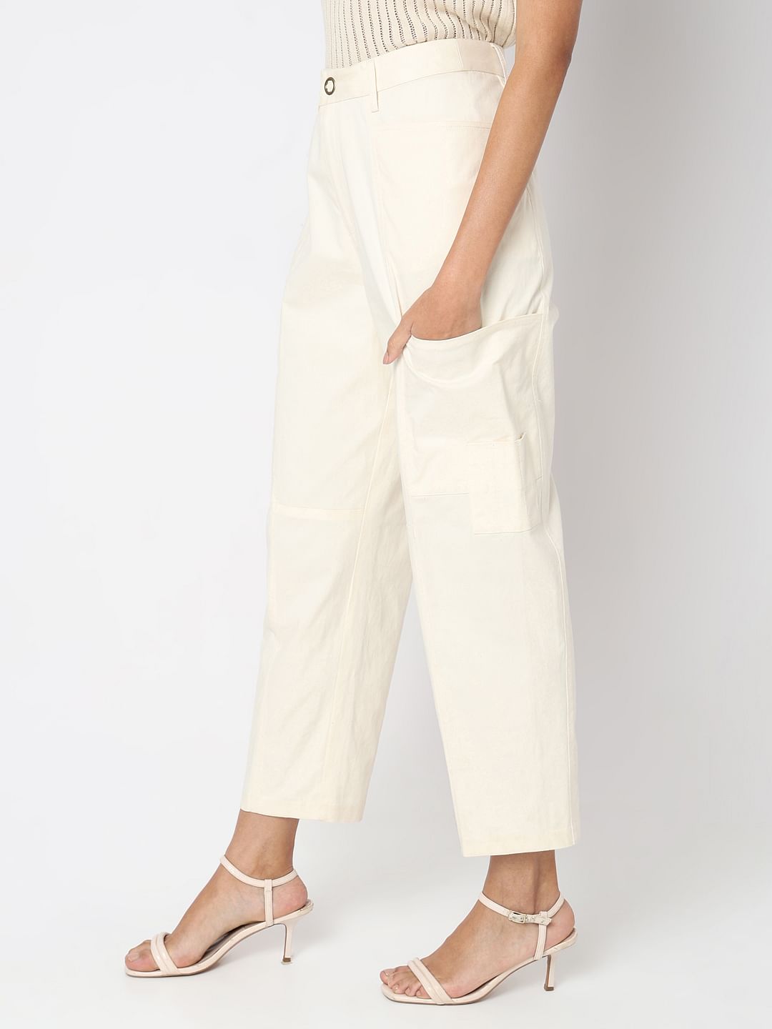 Ecru High Rise Pants