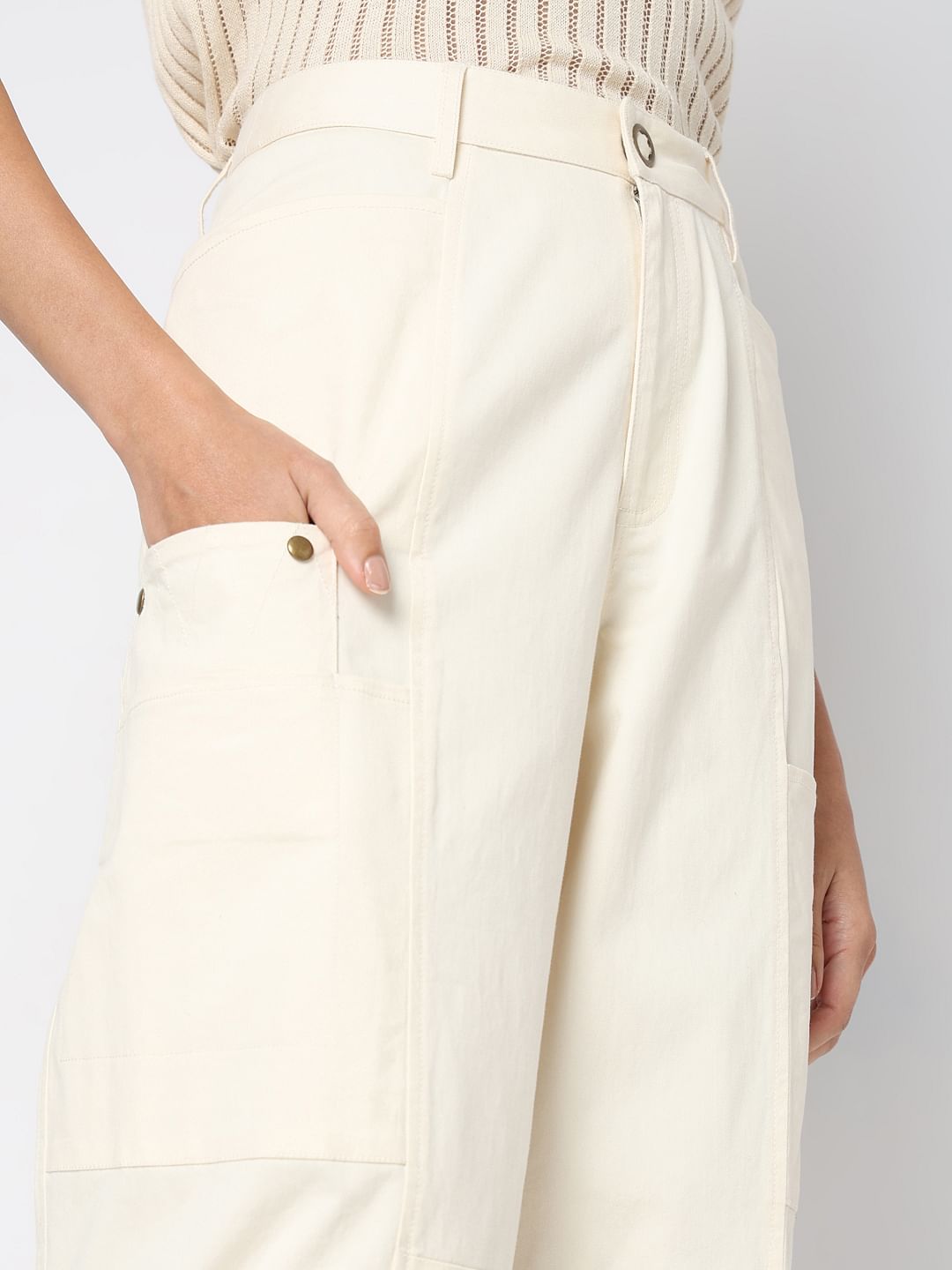 Ecru High Rise Pants
