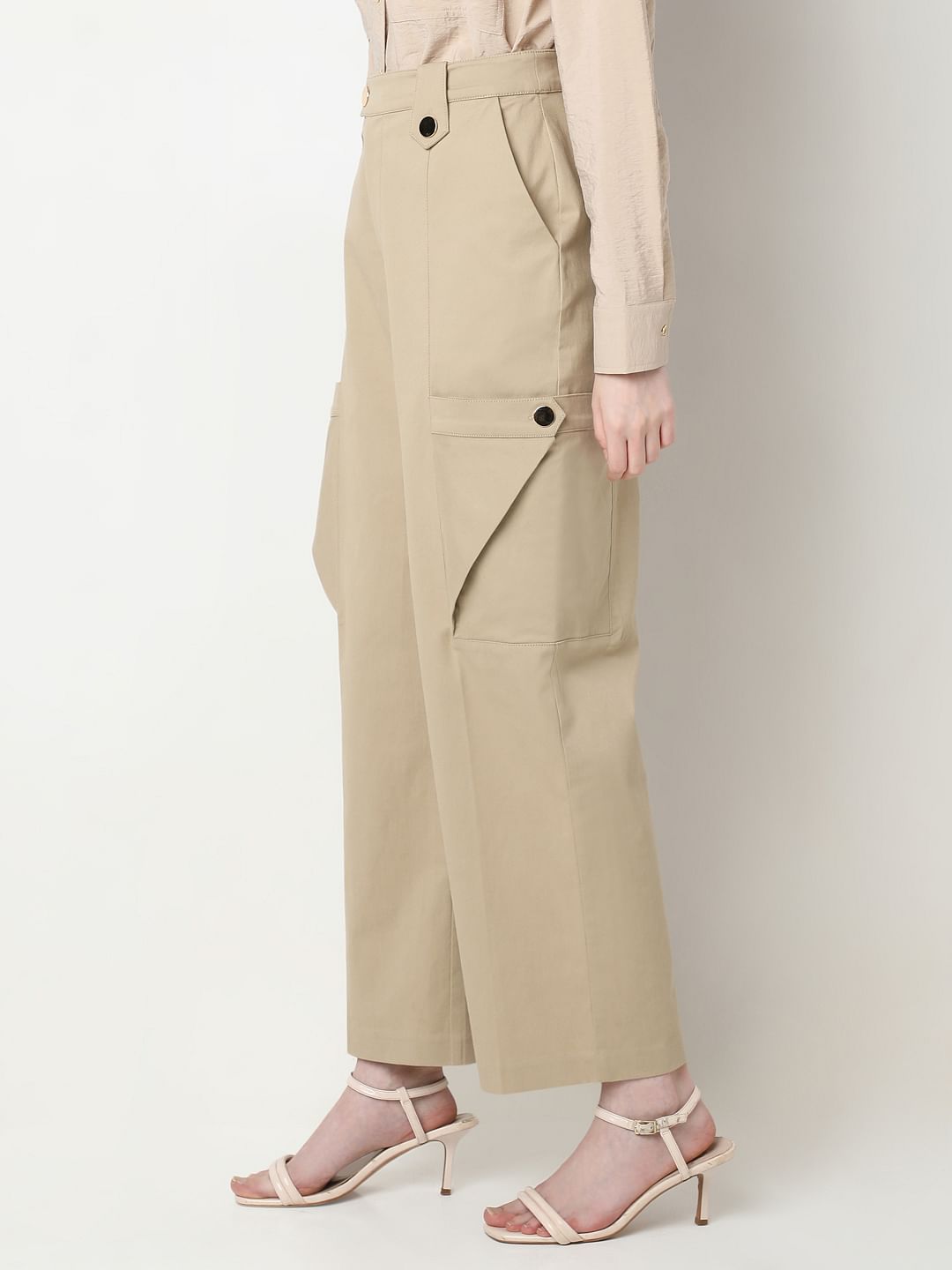 Beige High Rise Pants