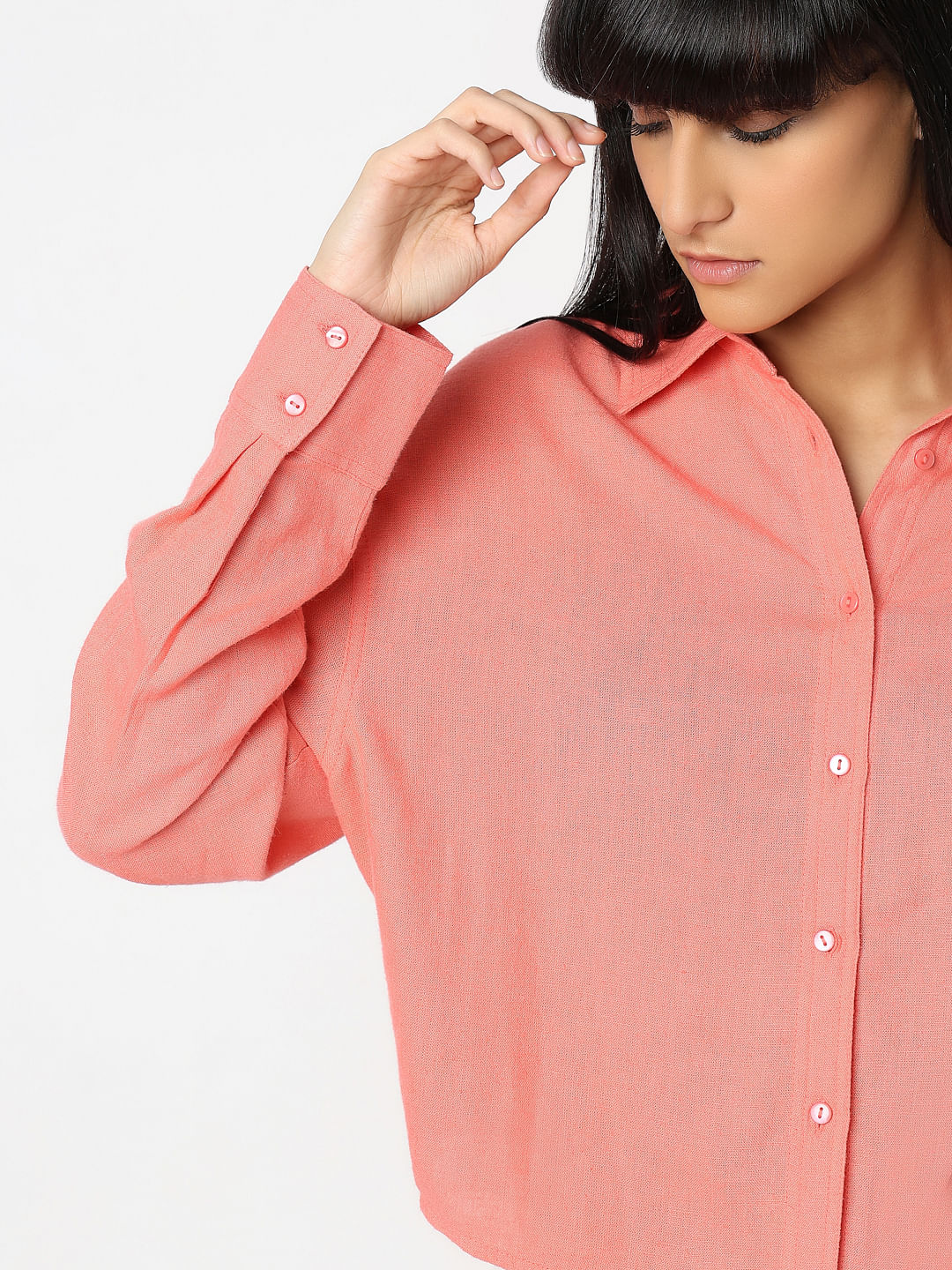 Peach-Pink Linen Shirt