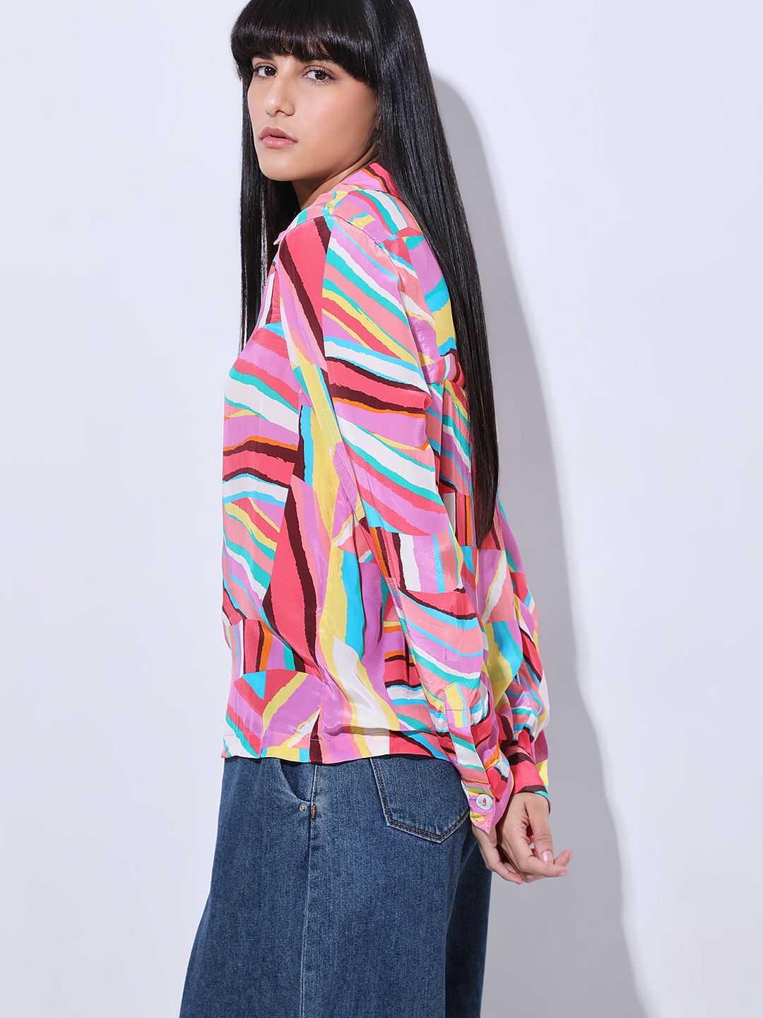 Pink Printed Relaxed Fit Shirt