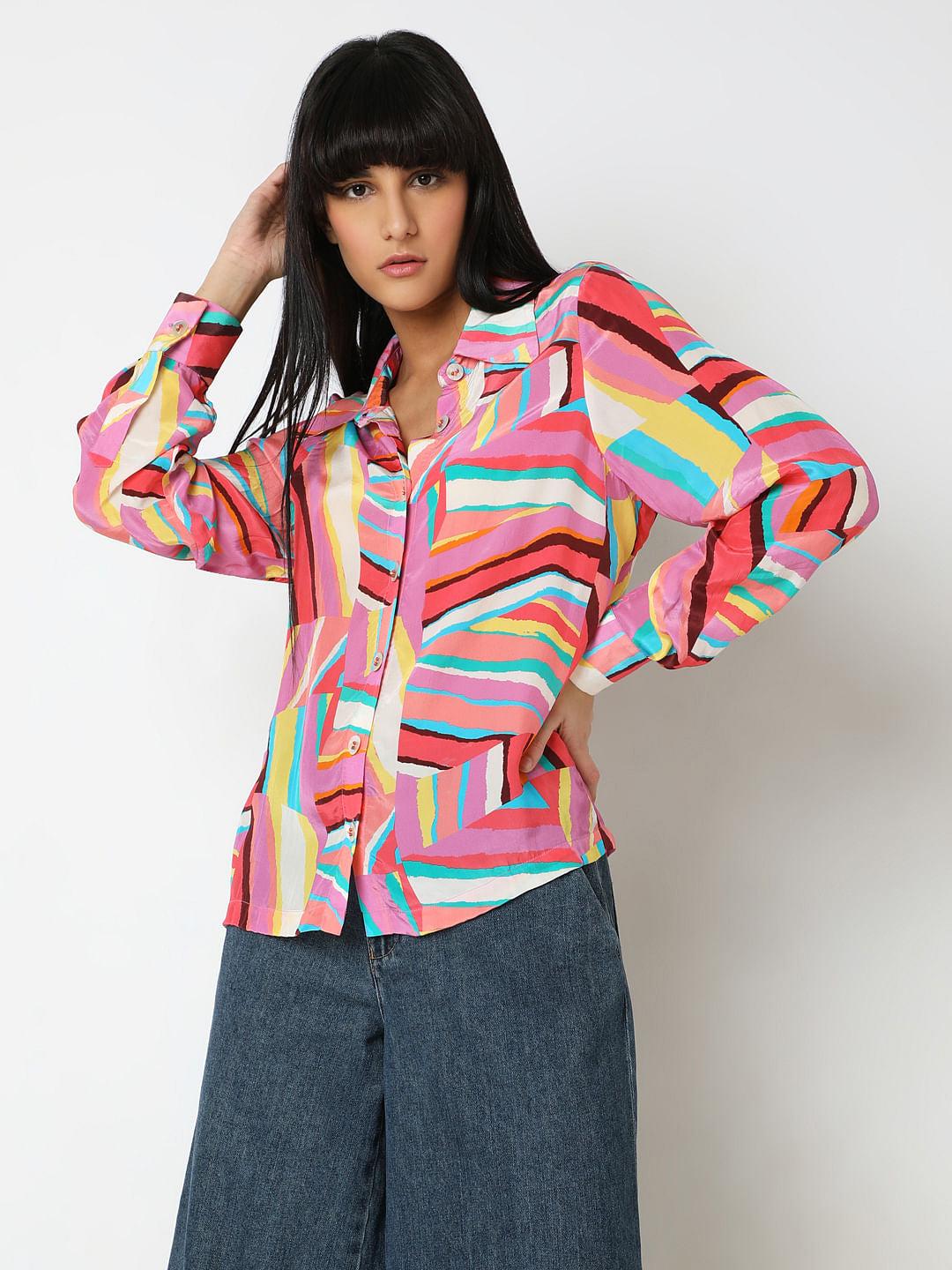 Pink Printed Relaxed Fit Shirt