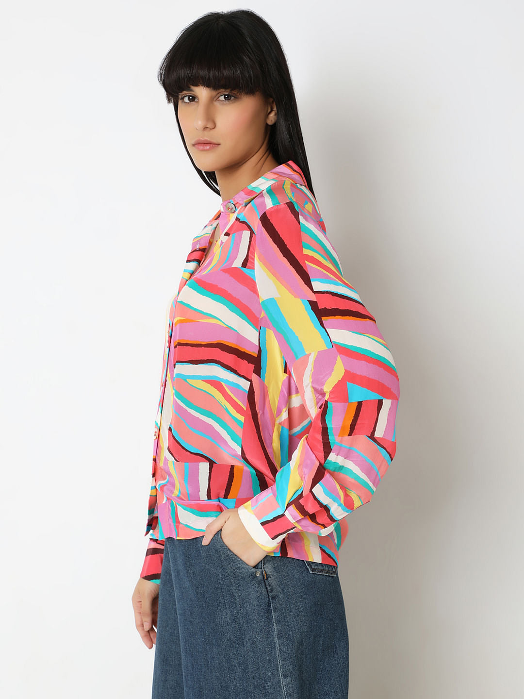 Pink Printed Relaxed Fit Shirt