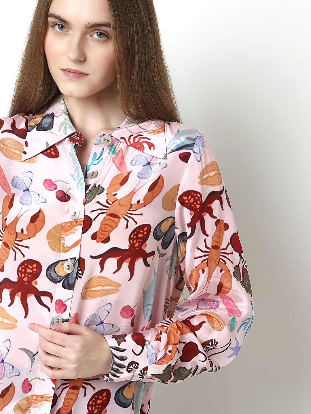Pink Abstract Print Shirt