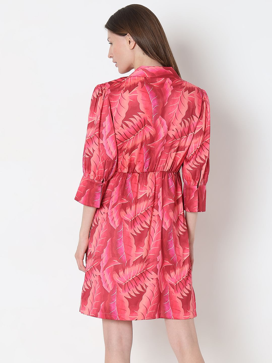 Pink Printed Wrap Dress