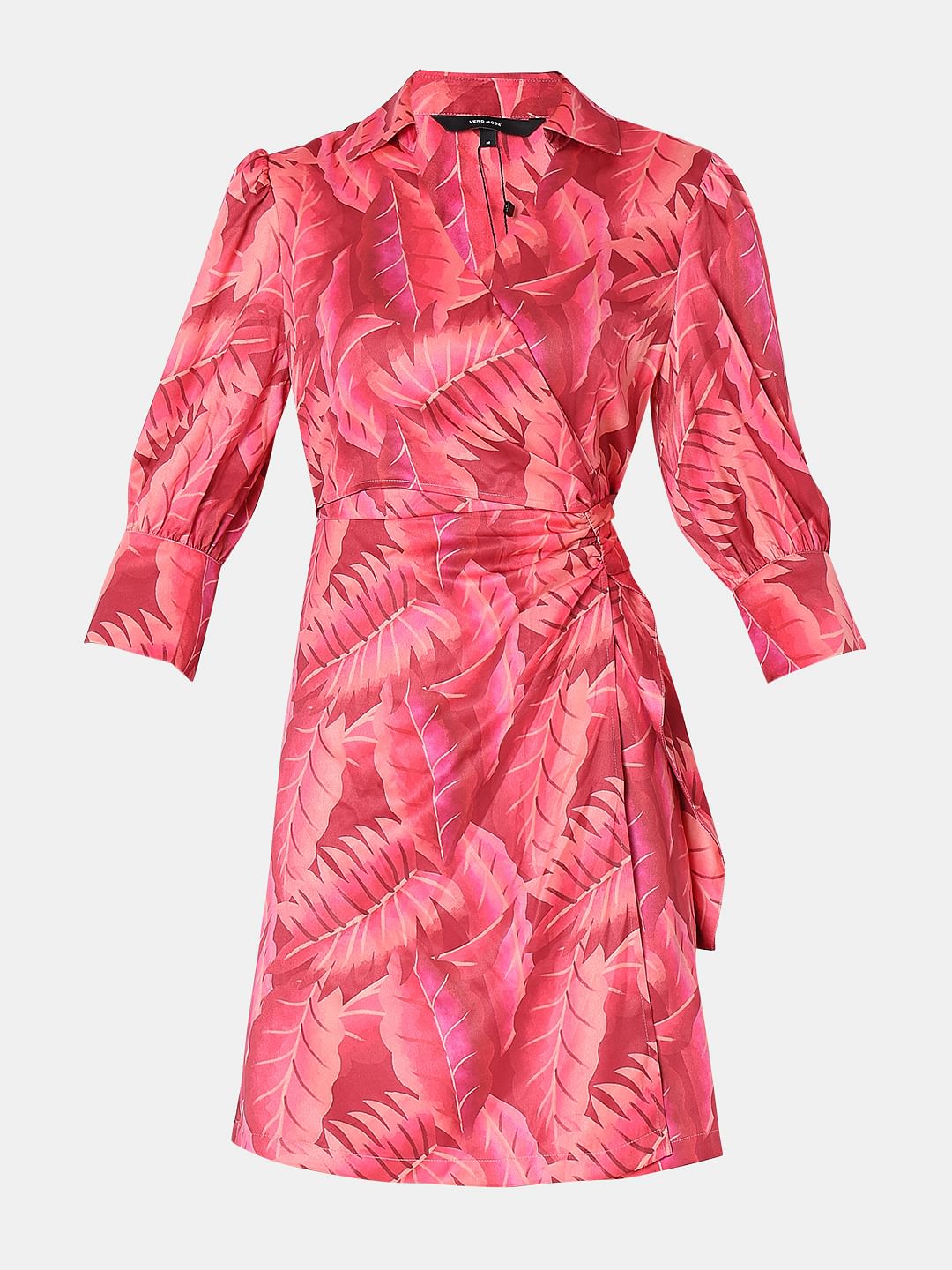 Pink Printed Wrap Dress