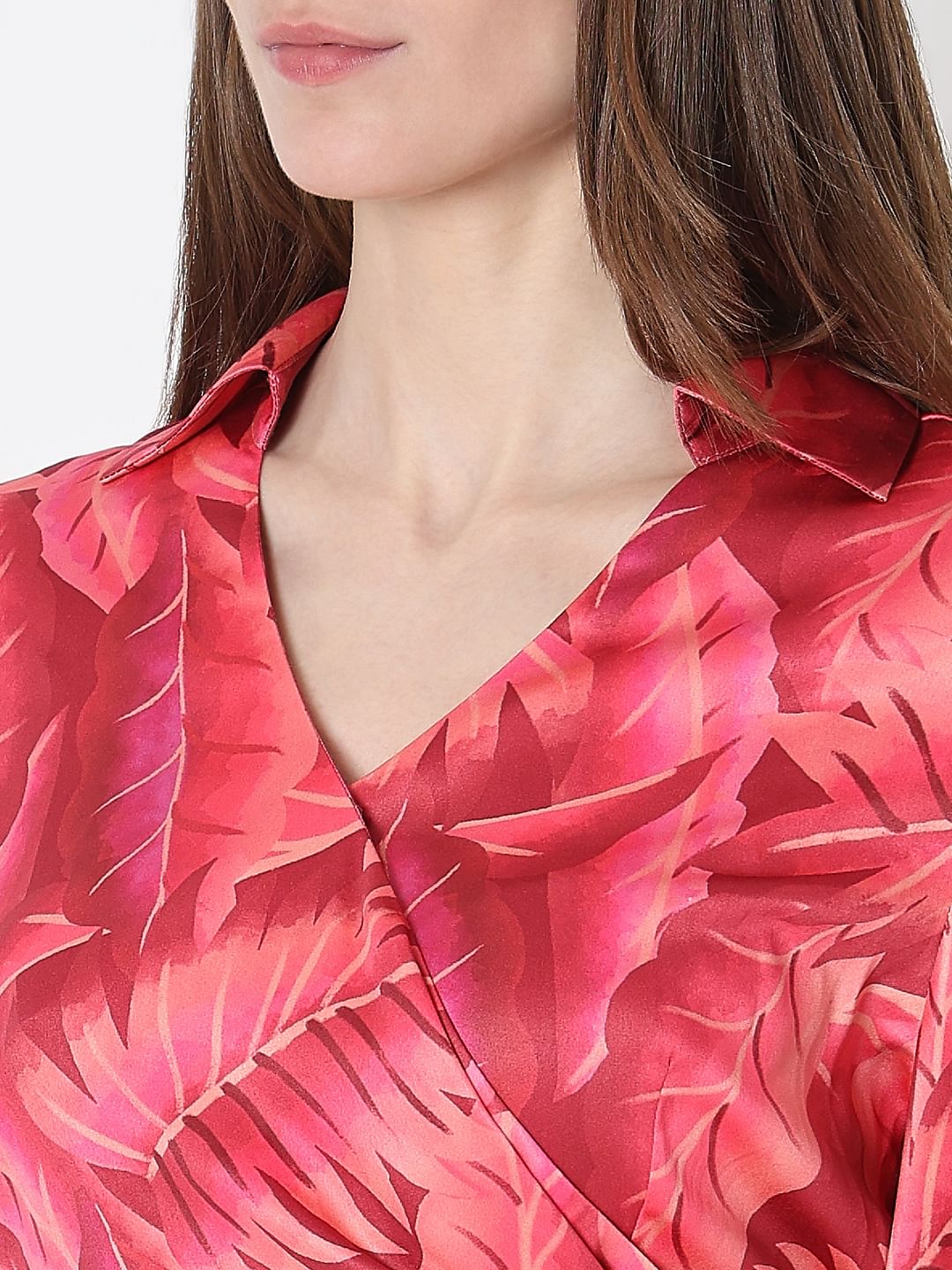 Pink Printed Wrap Dress