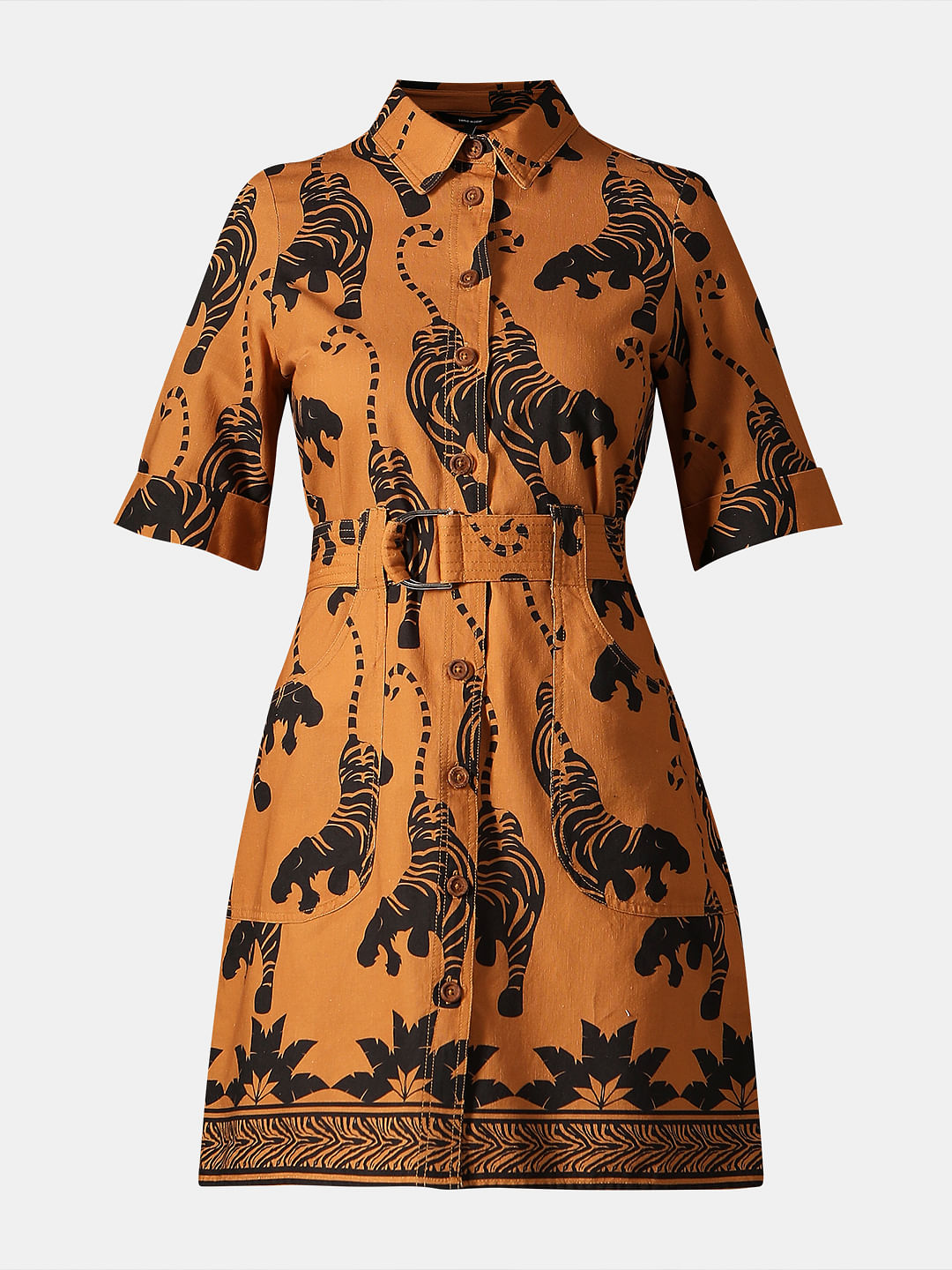 Disney Brown Printed Mini Shirt Dress
