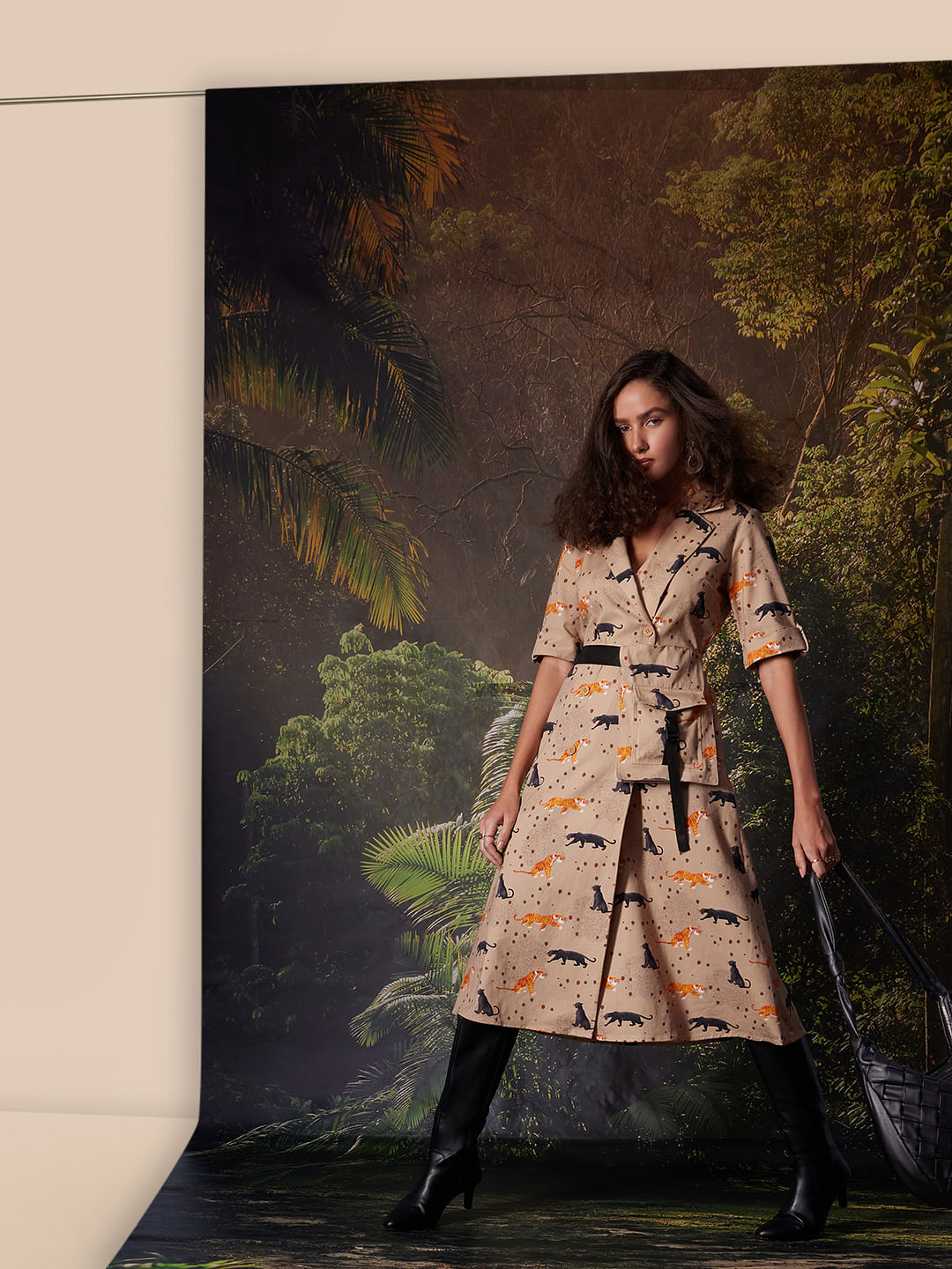 Disney Beige Printed Front Wrap Dress