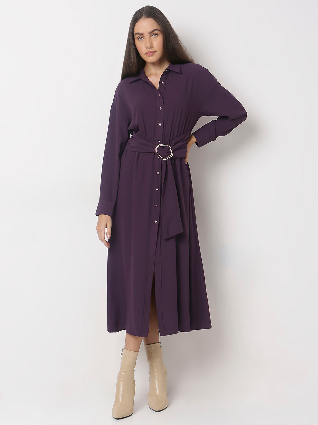 Plum Shirt Dress