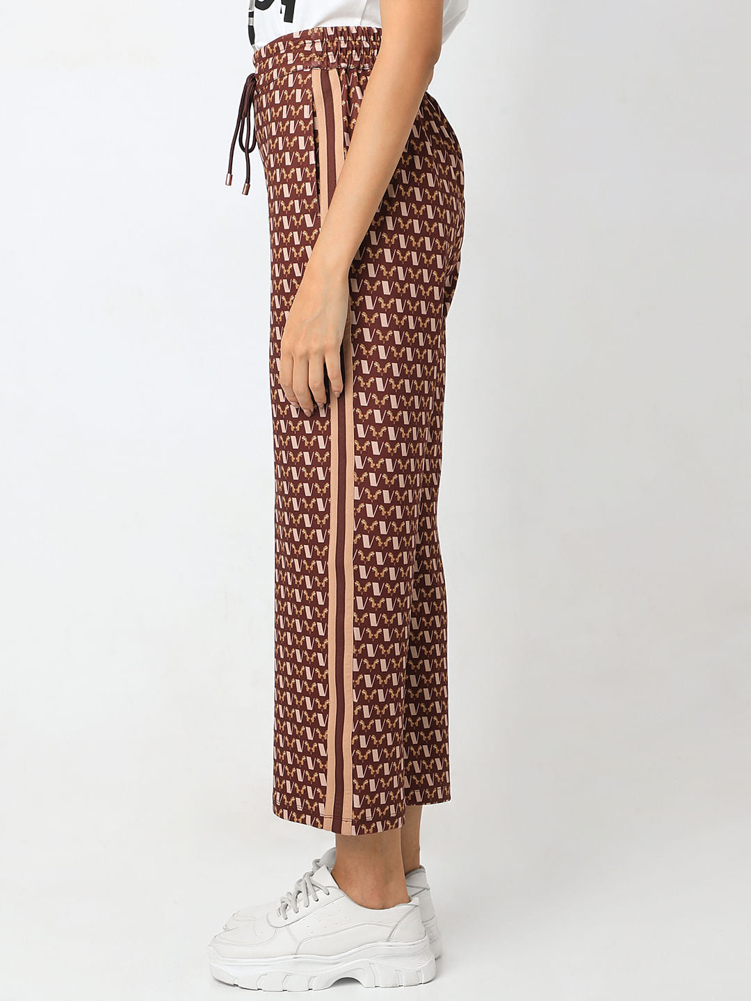 Brown Abstract Print Co-Ord Set Pants