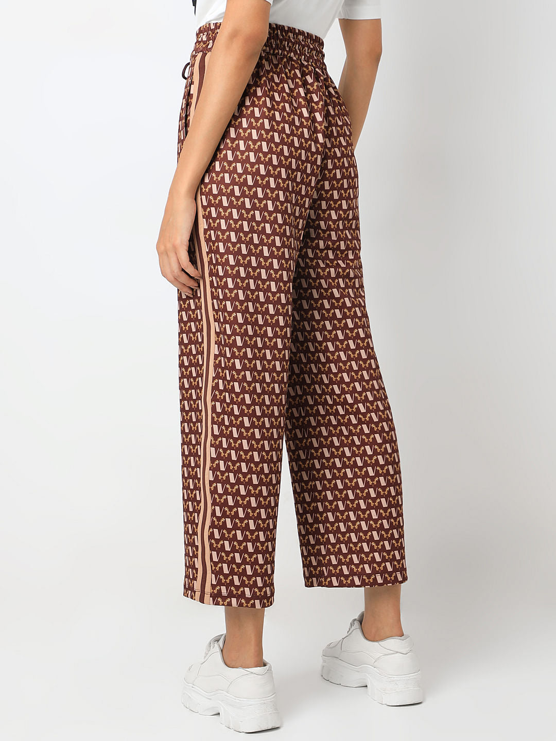 Brown Abstract Print Co-Ord Set Pants