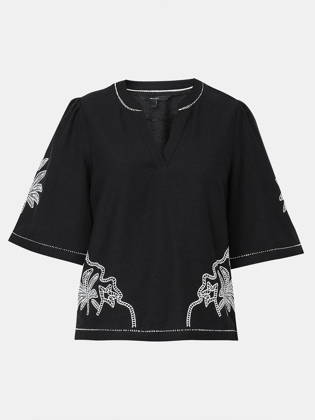 Black Embroidered Co-Ord Set Top