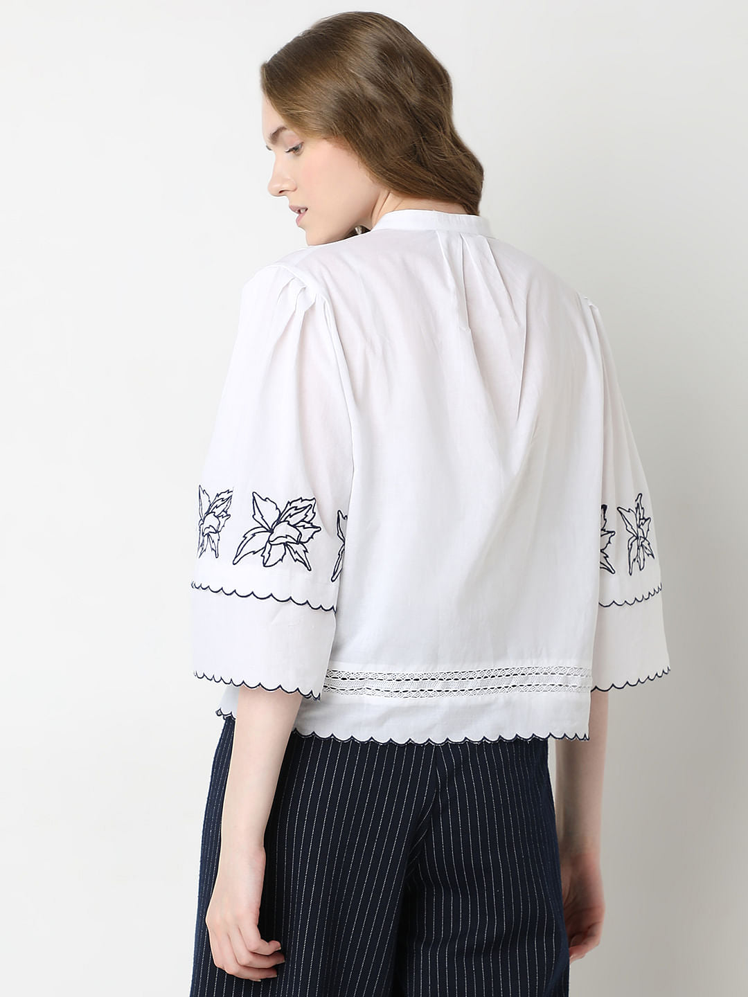 White Embroidered Cotton Shirt