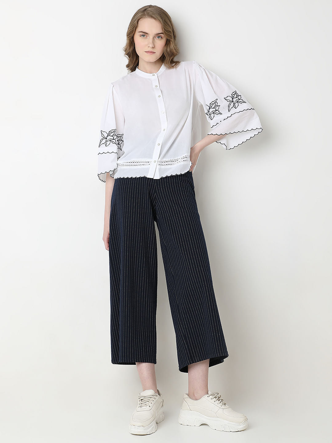 White Embroidered Cotton Shirt