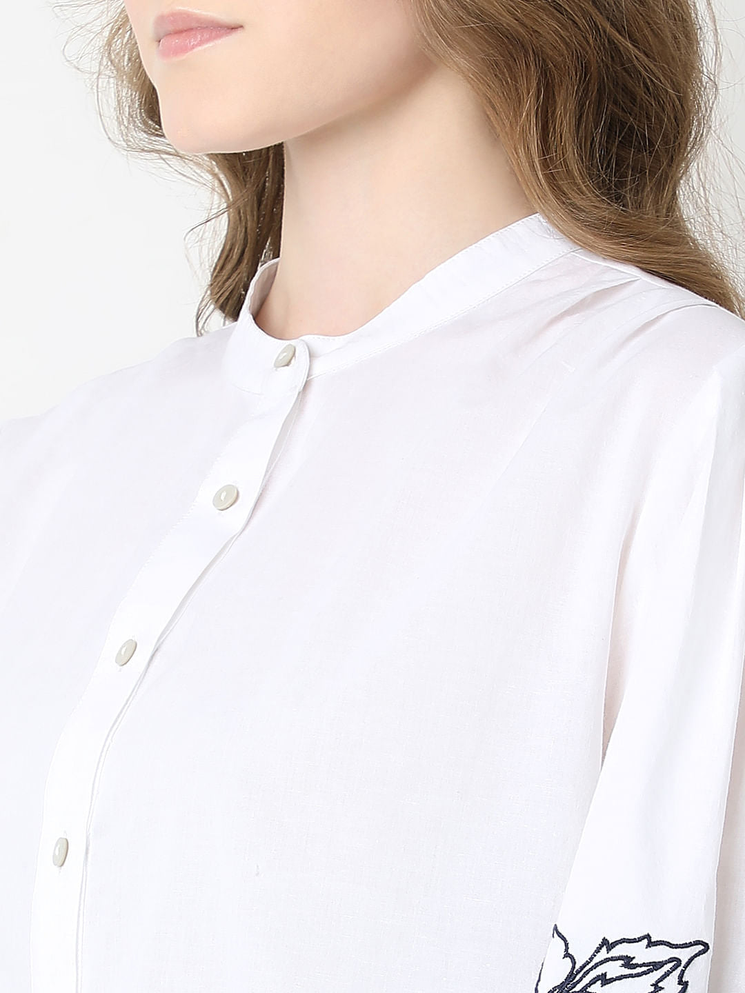 White Embroidered Cotton Shirt