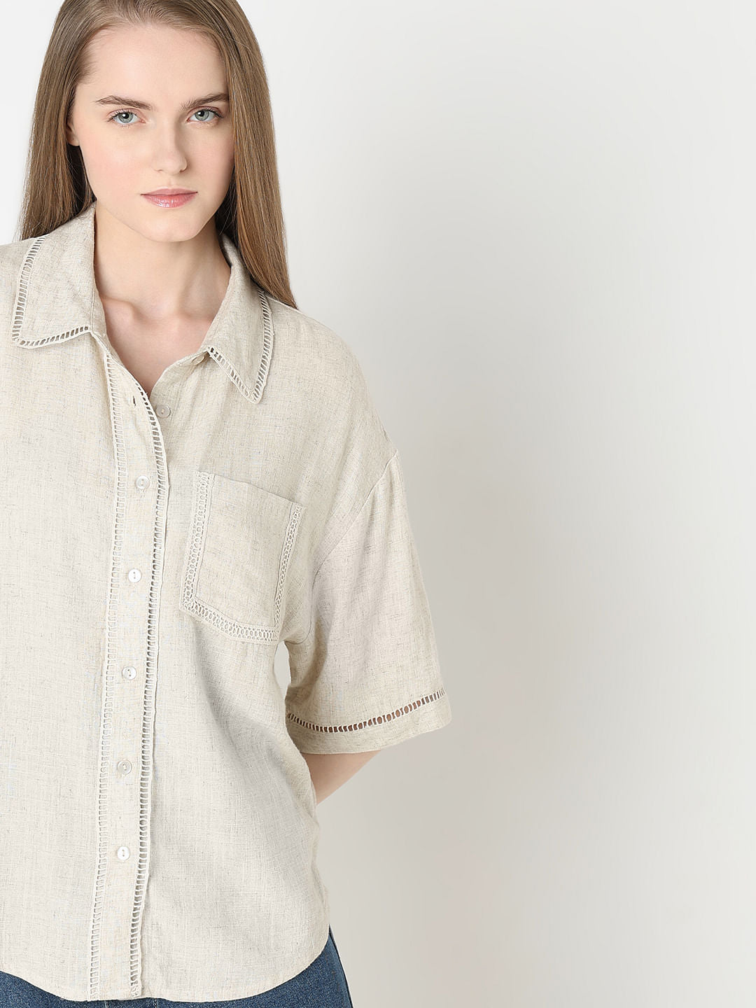 Dark Beige Drop Shoulder Shirt