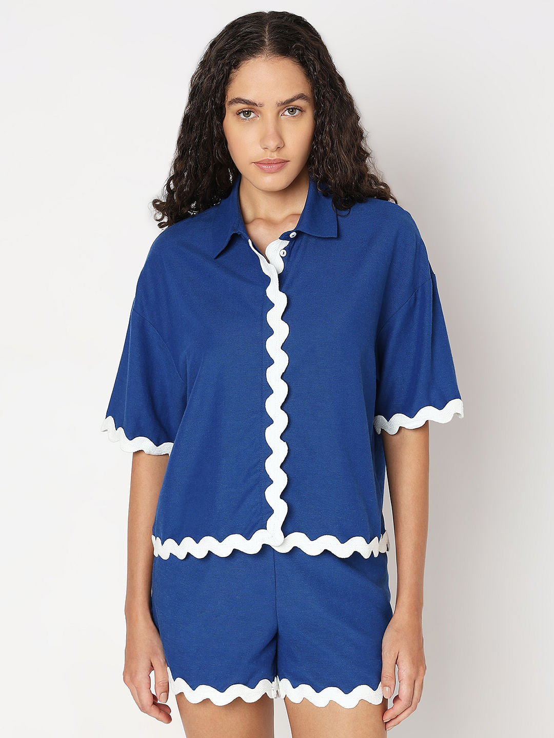 Cobalt Blue Co-Ord Set Shirt