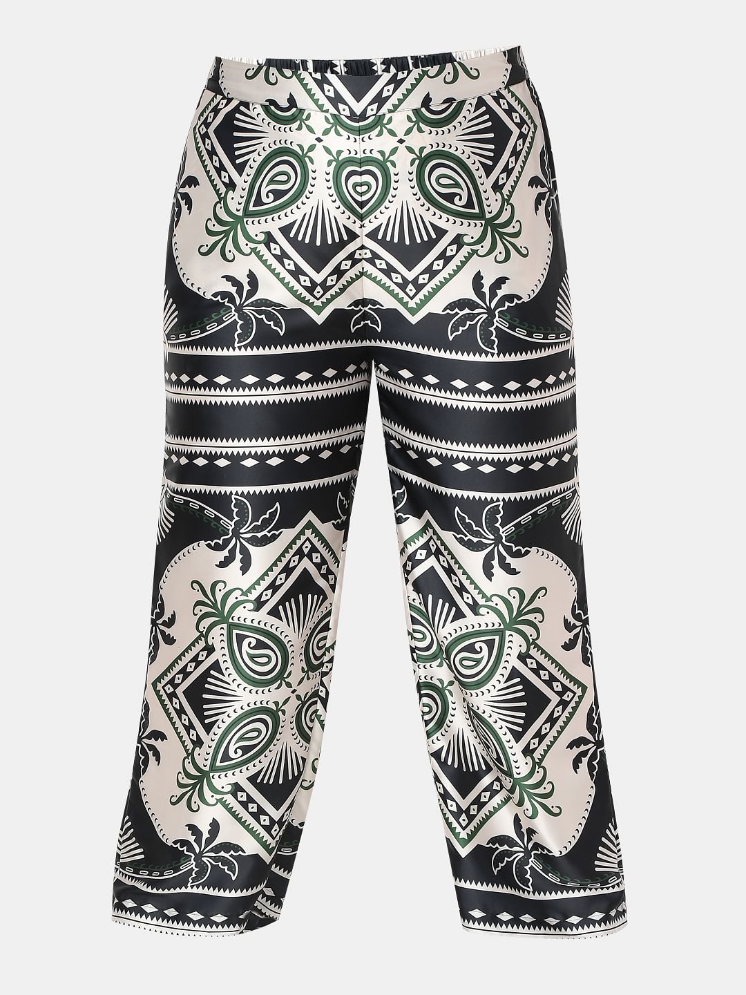 Curve Black Printed Co-Ord Set Pants