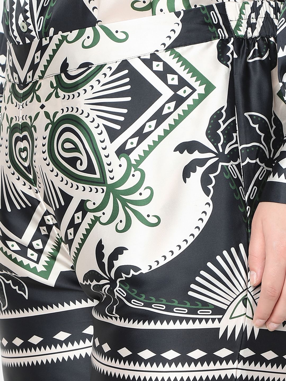 Curve Black Printed Co-Ord Set Pants