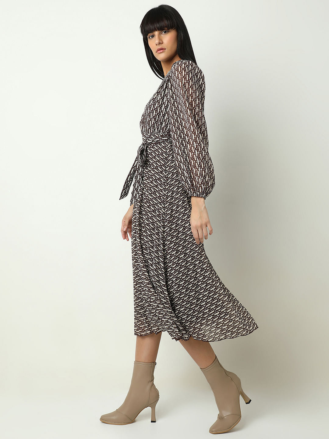 Black Printed Midi Dress