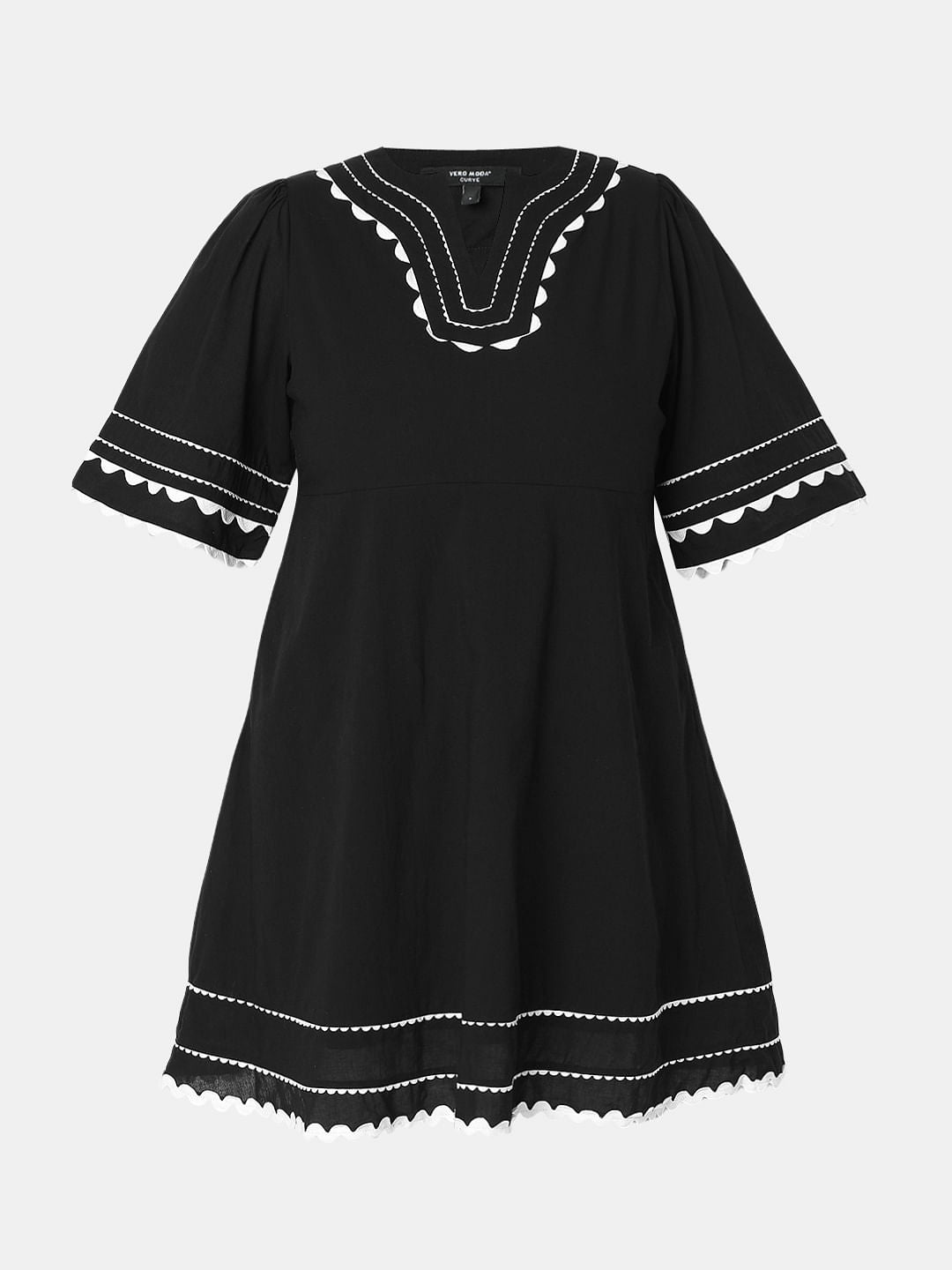 Curve Black Printed Shift Dress