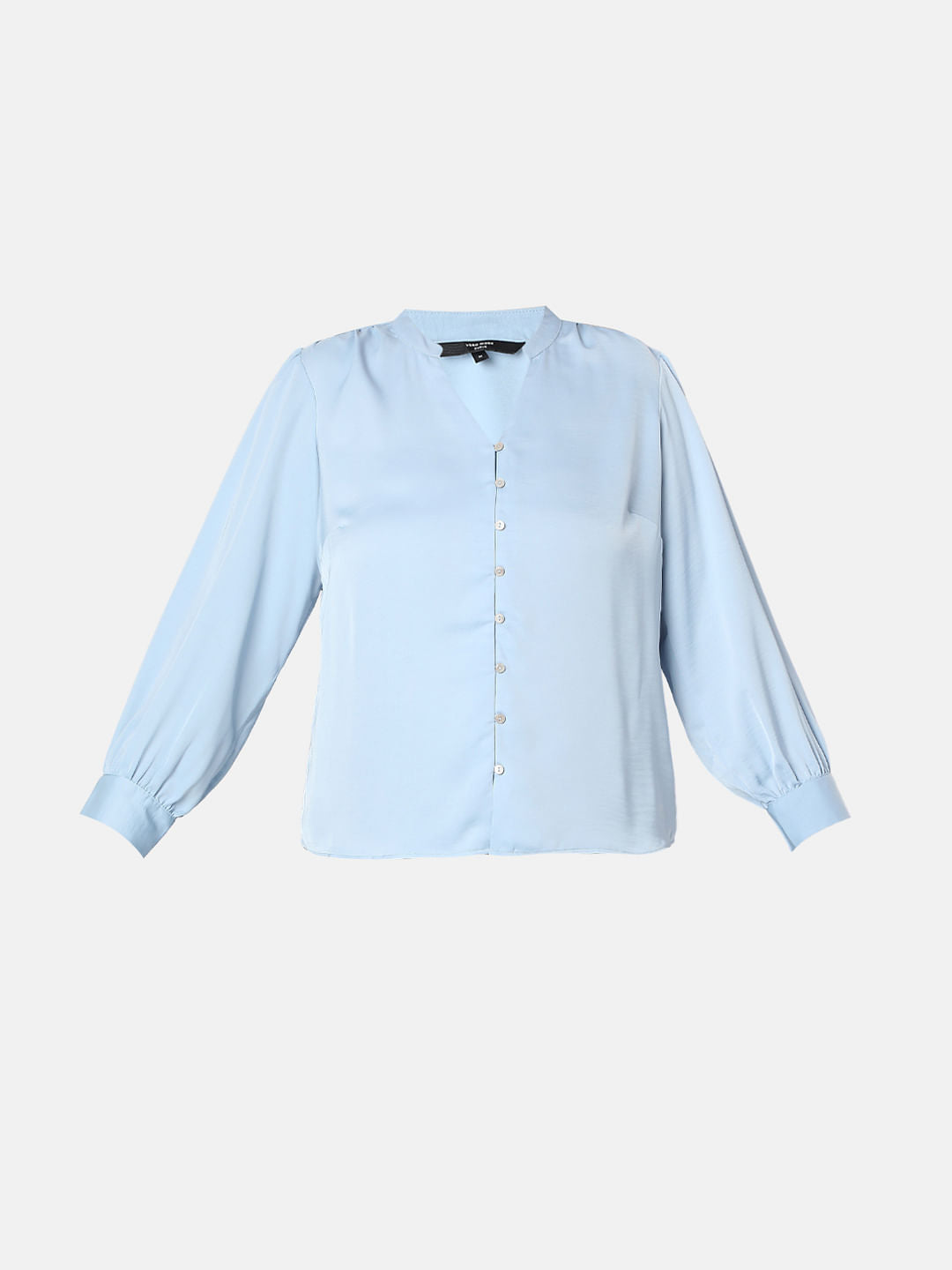 Curve Powder Blue V-Neck Top