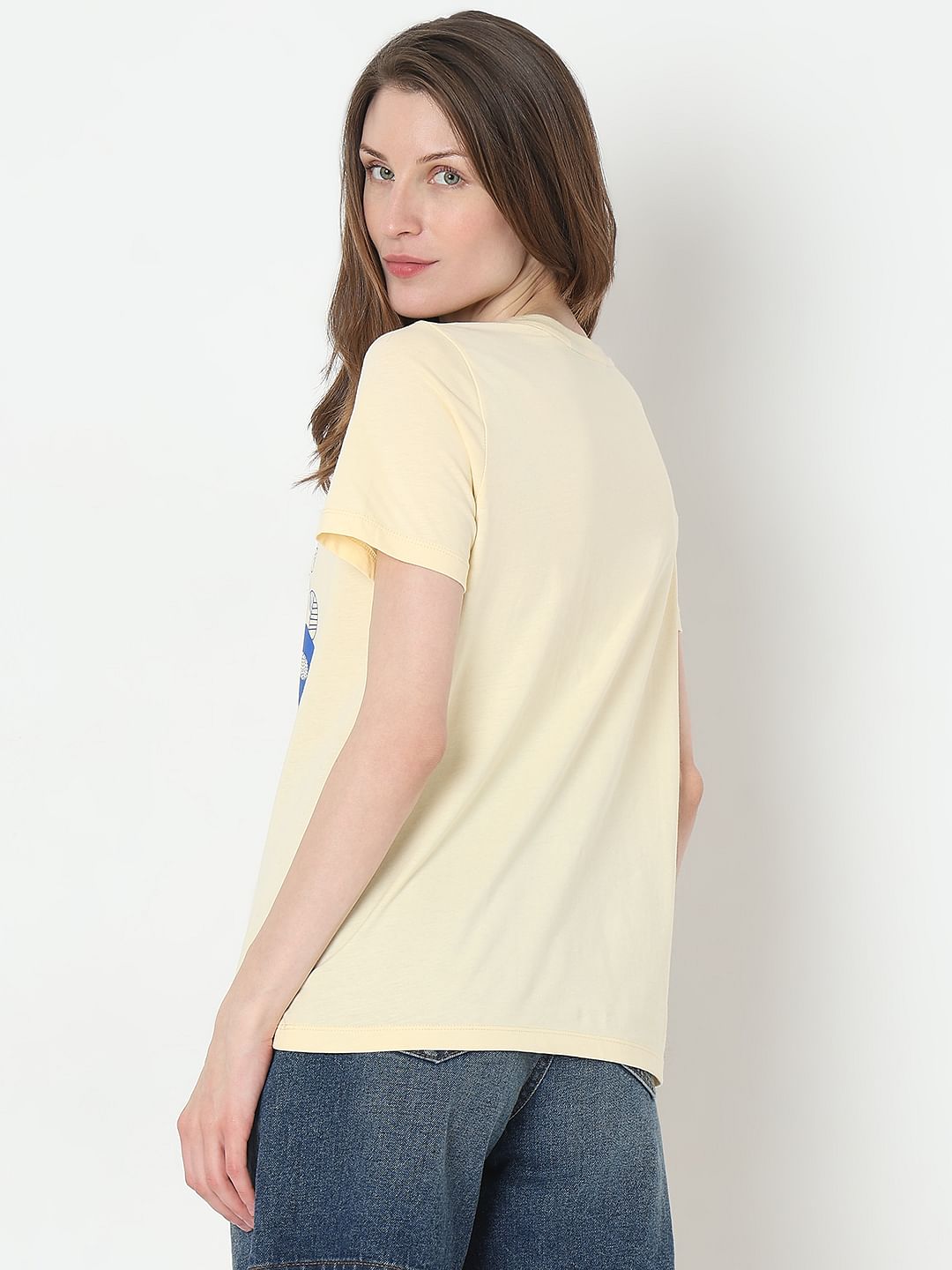 Yellow Graphic Print Cotton T-Shirt