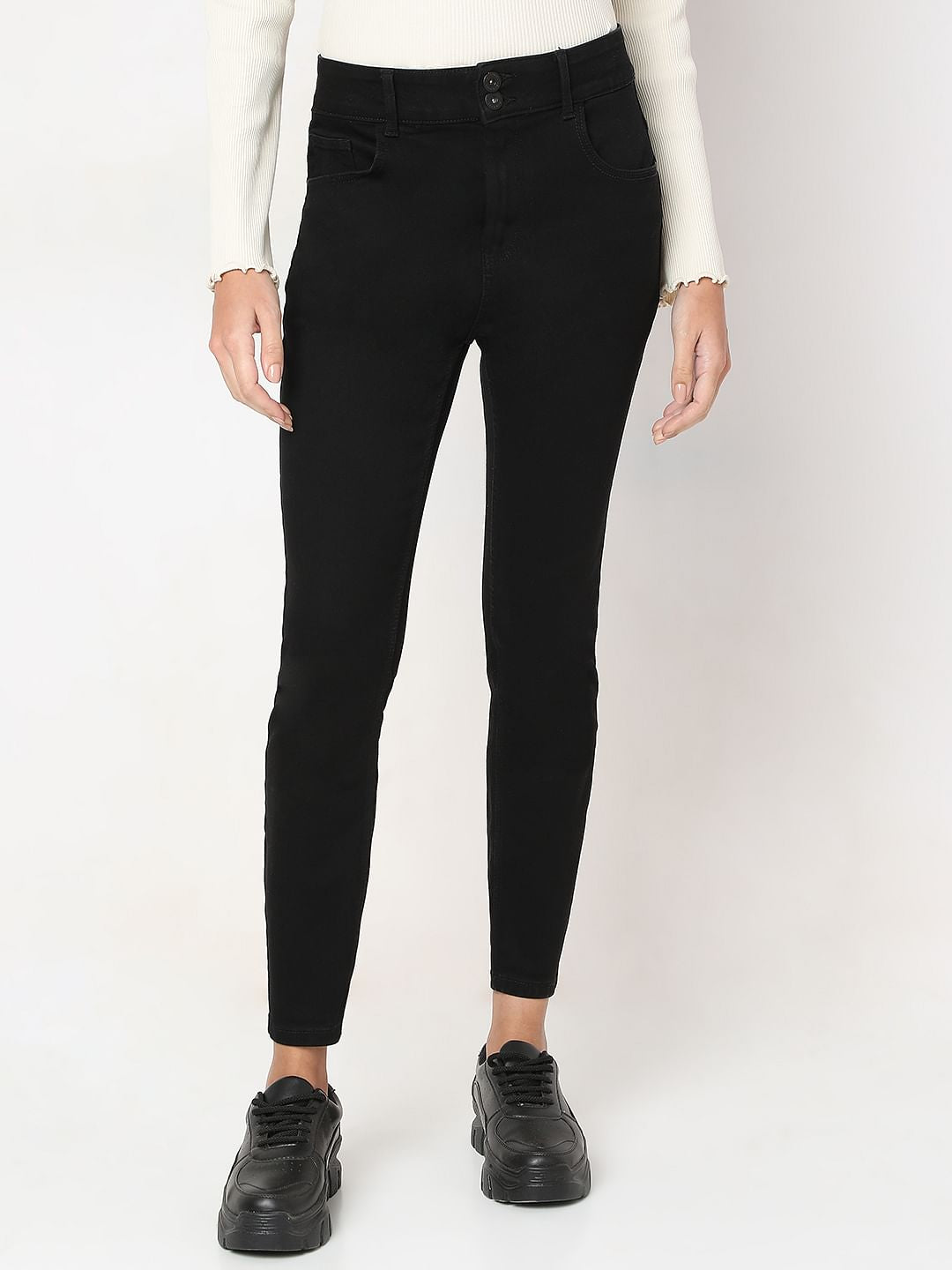Black High Rise Skinny Fit Jeans