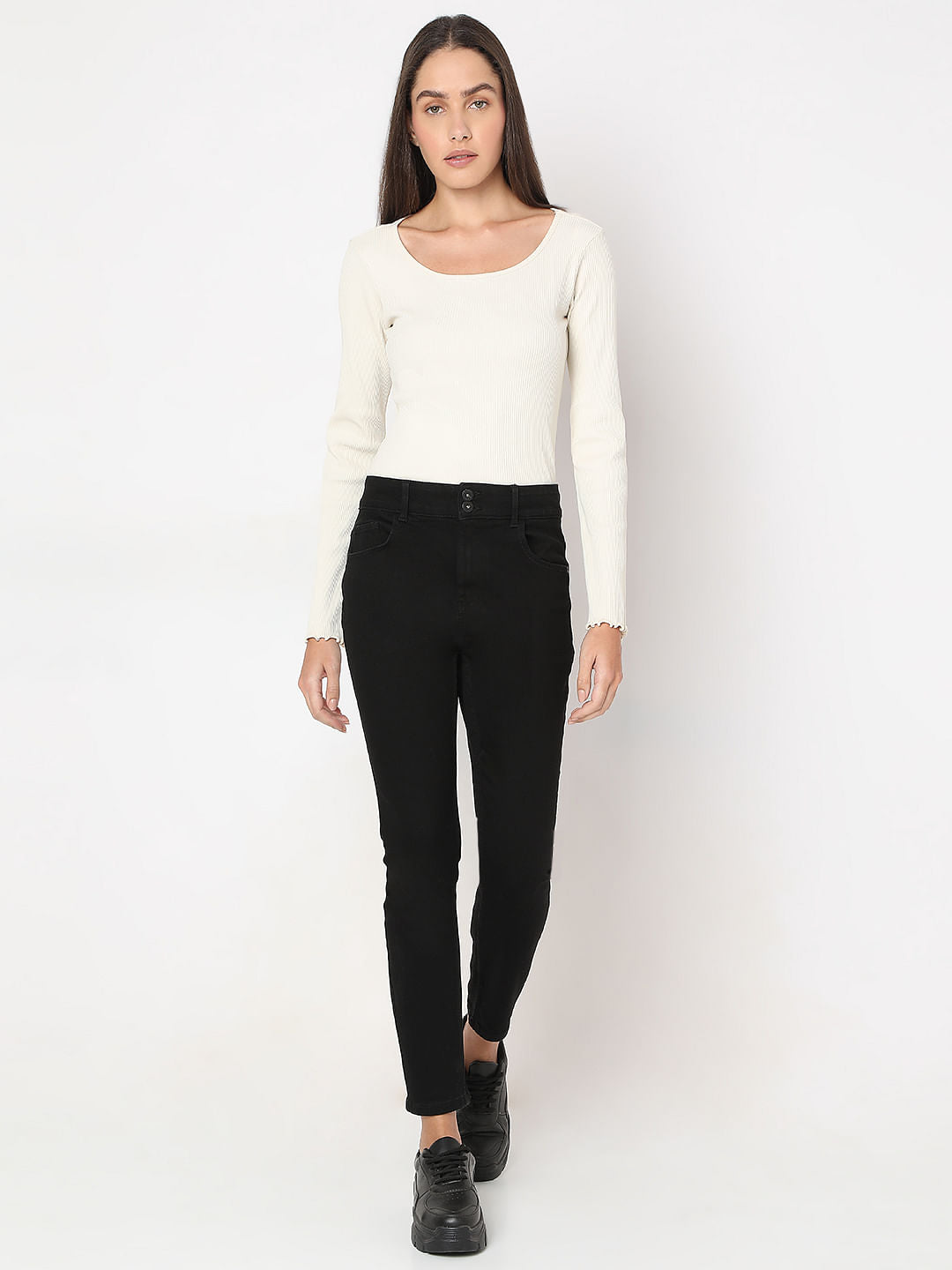 Black High Rise Skinny Fit Jeans
