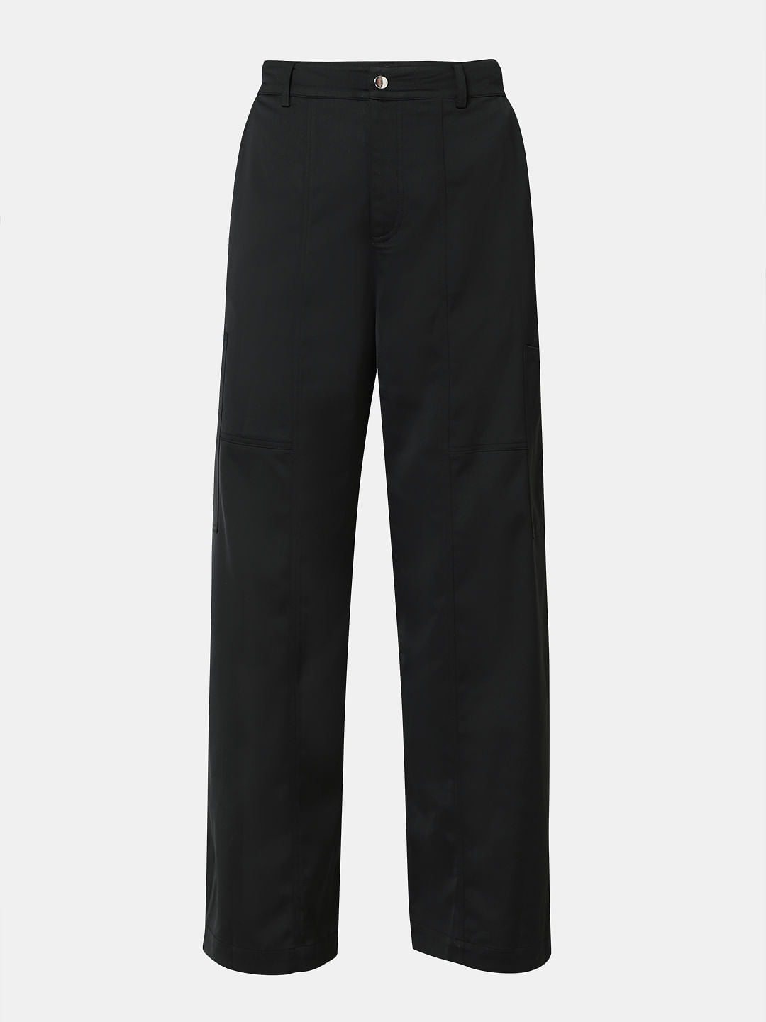 Black Straight Fit Cargo Pants