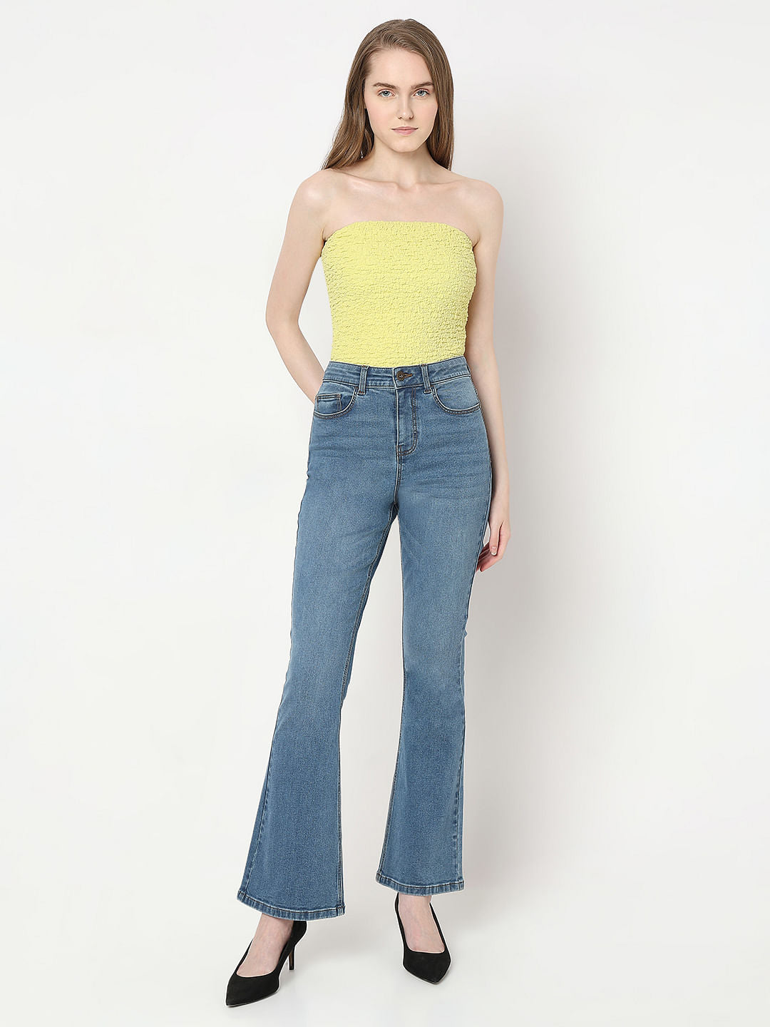 Light Blue High Rise Bootcut Jeans