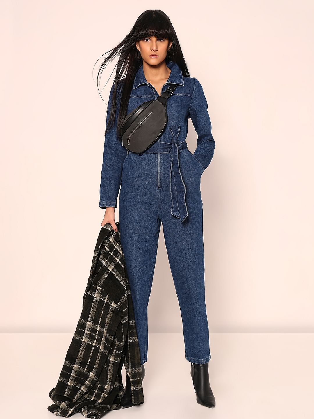 Blue Cotton Denim Jumpsuit