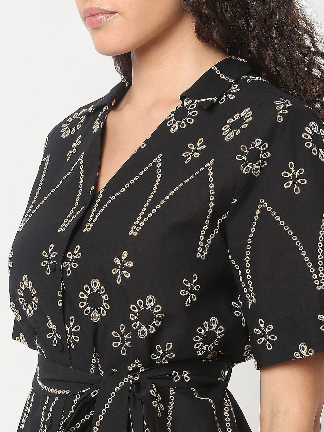 Black Embroidered Co-Ord Set Top