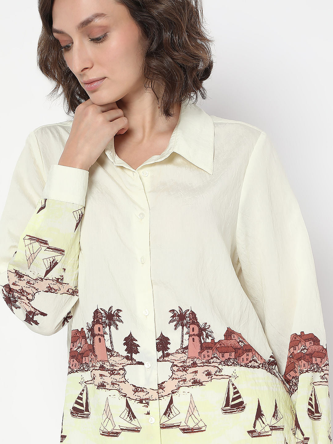 White Printed Long Shirt