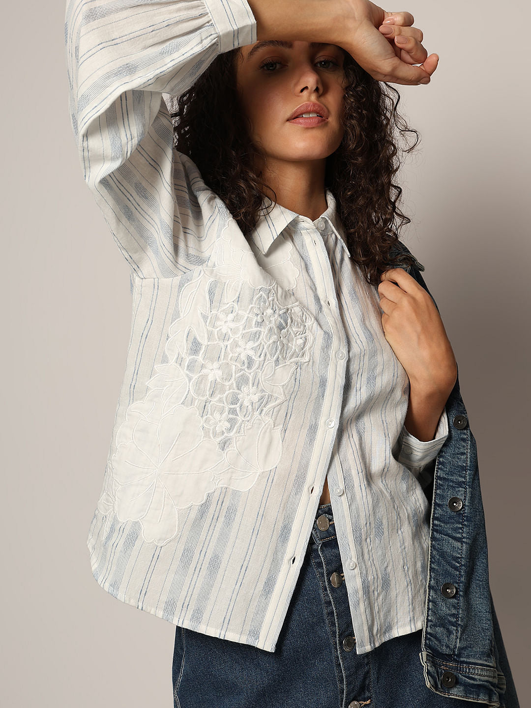 Light Blue Printed Cotton Shirt