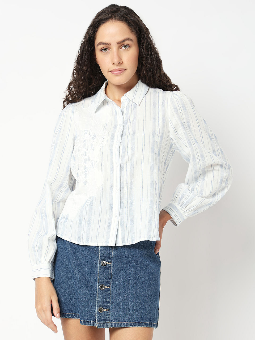 Light Blue Printed Cotton Shirt
