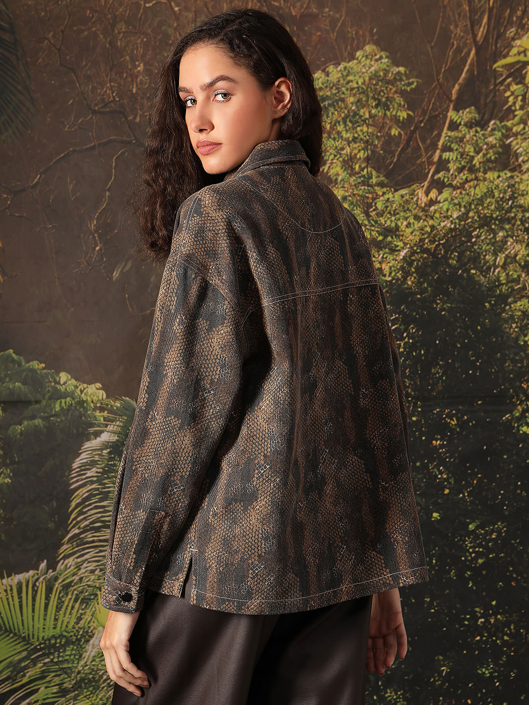 Disney Dark Olive Animal Print Shirt