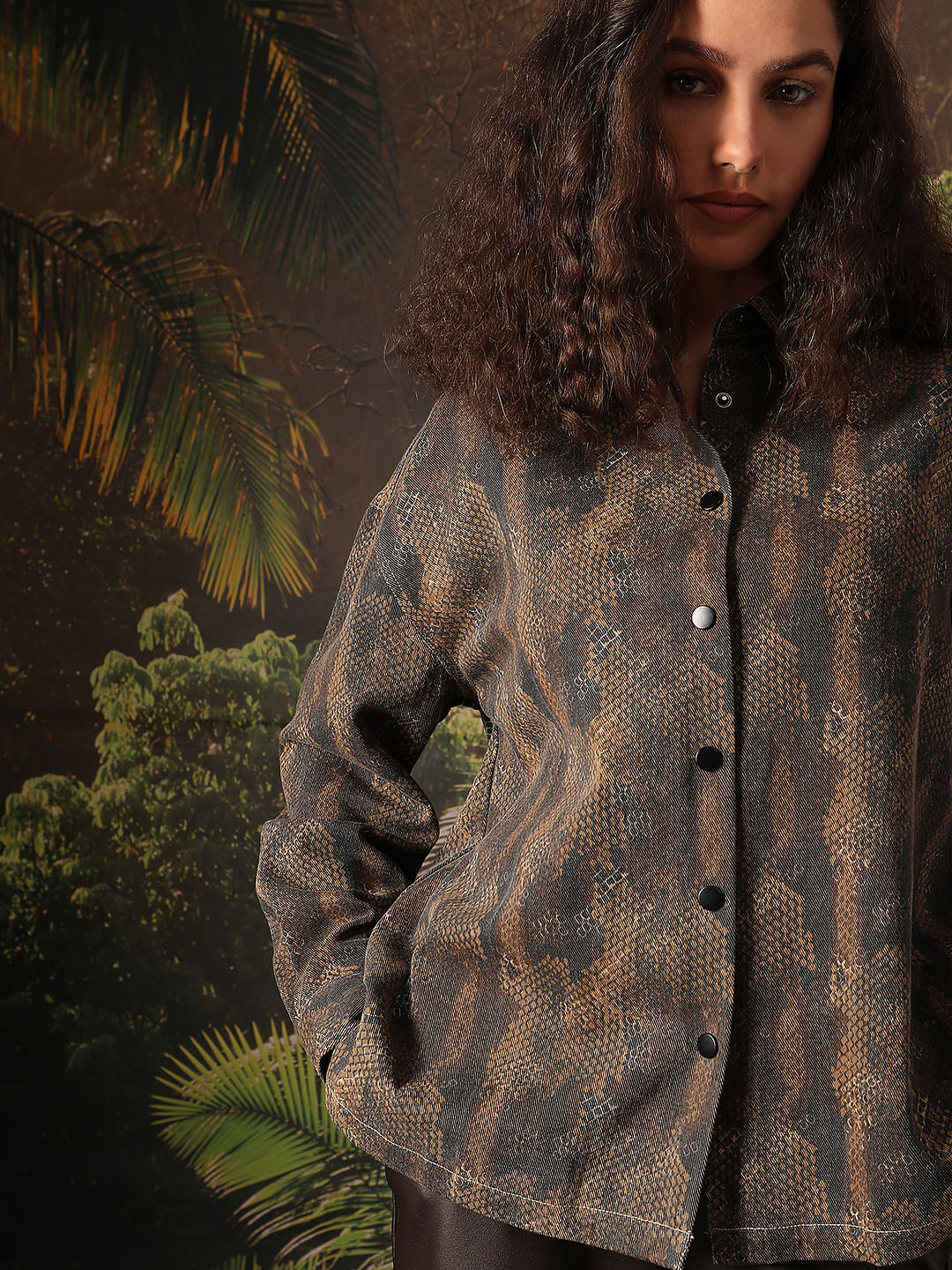 Disney Dark Olive Animal Print Shirt