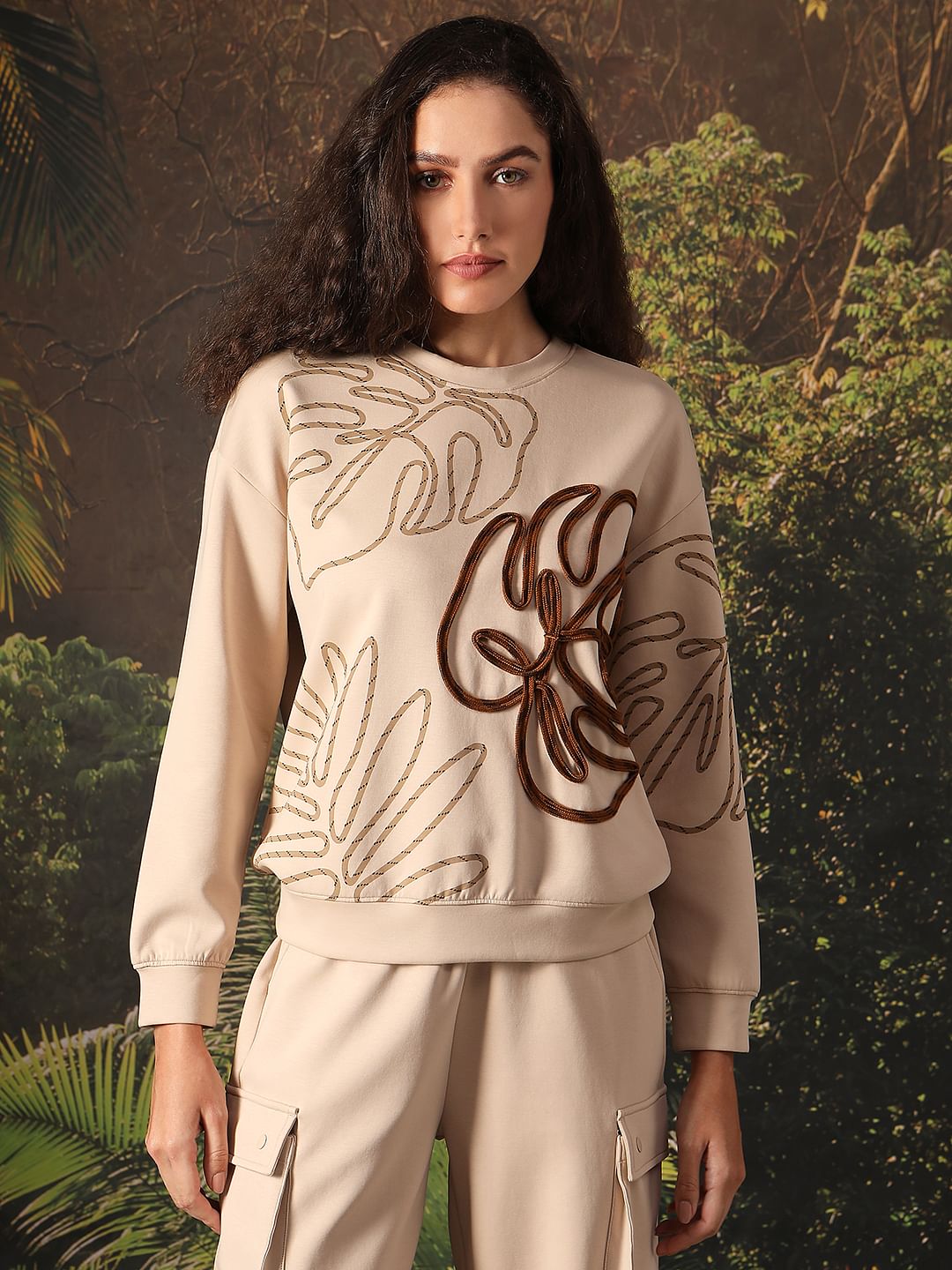 Disney Beige Printed Co-Ord Set Sweatshirt