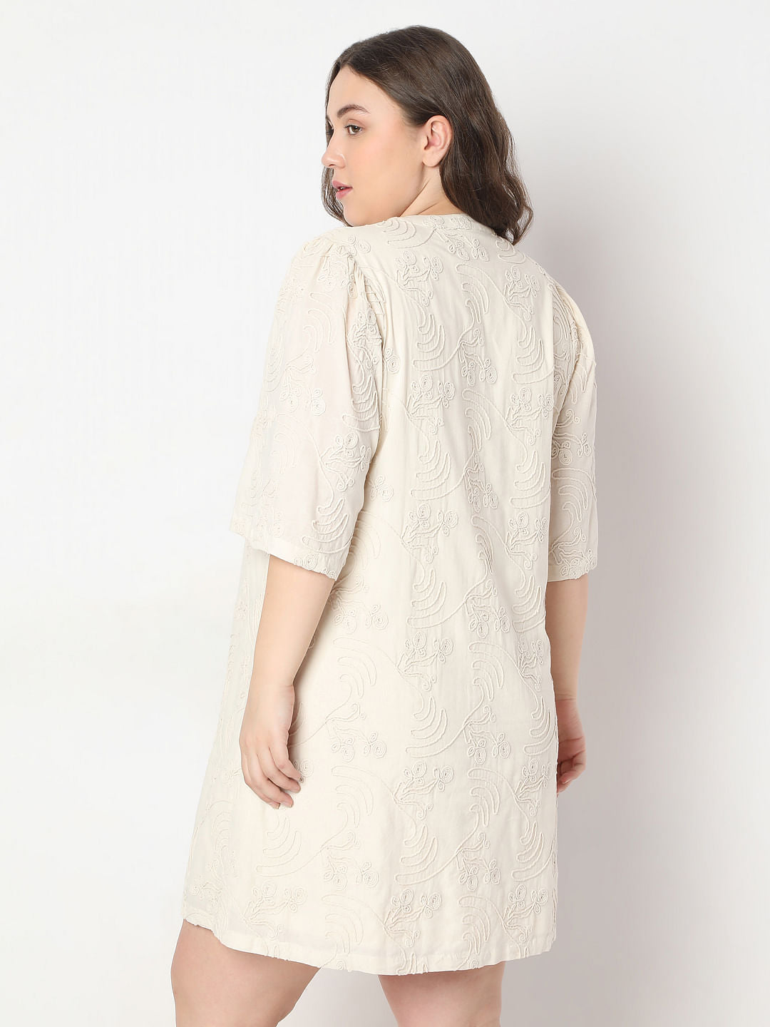 Curve Cream Textured Shift Dress