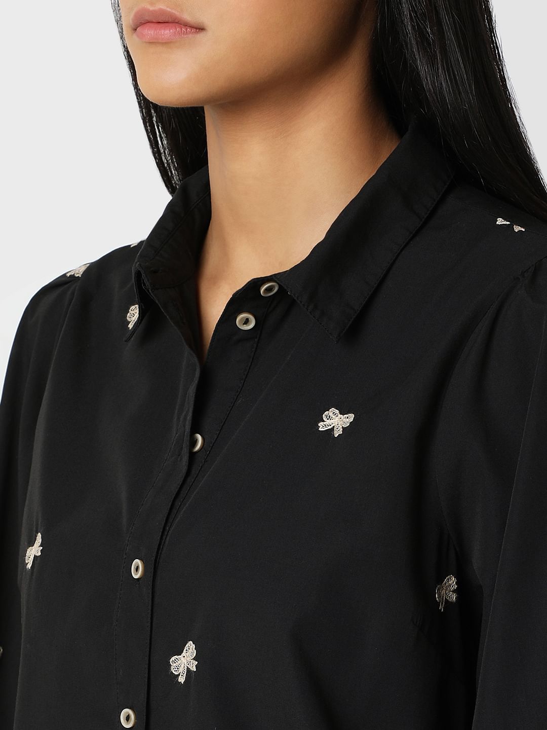 Black Ribbon Print Shirt