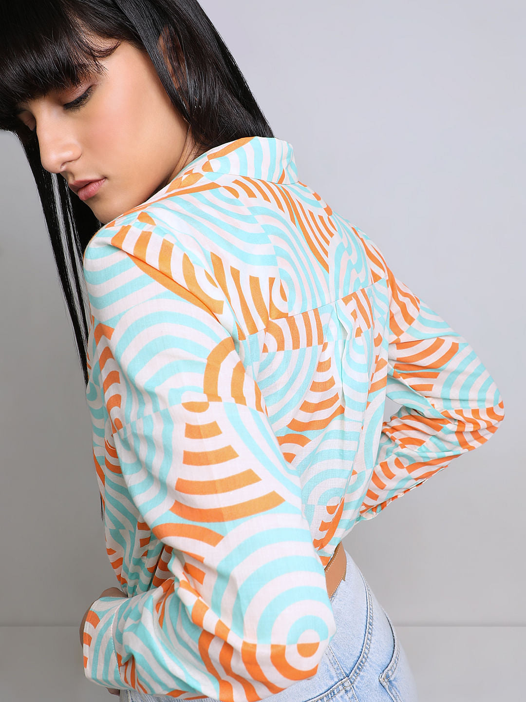 White Printed Cotton Shirt