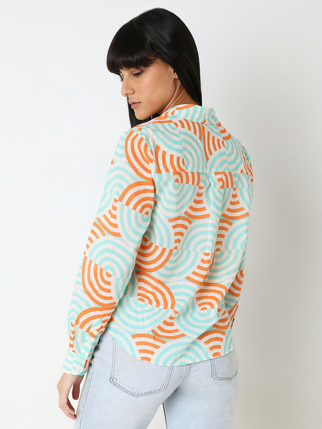 White Printed Cotton Shirt